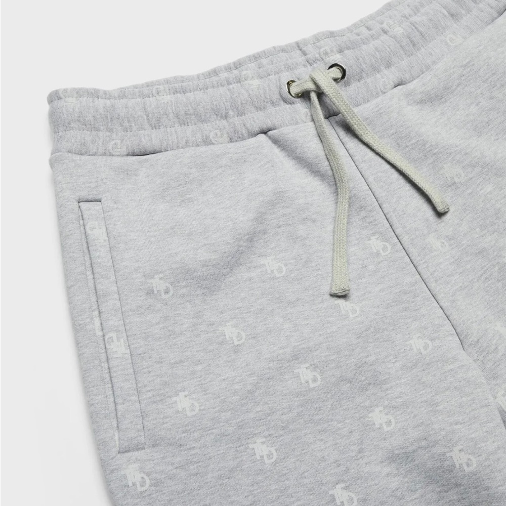 Ted Baker London Unisex Oldst Printed TB Sweatpants in Grey Marl Size: 36